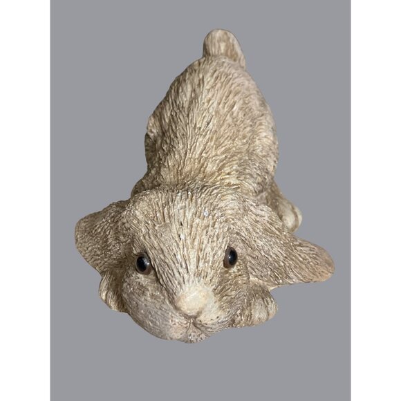 Vintage Bunny Rabbit Figurine 7" With Shaggy Texture & Brown Eyes - Picture 2 of 11